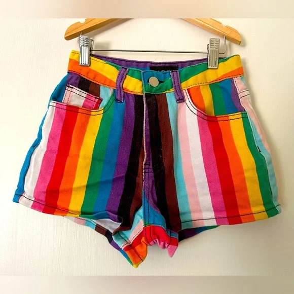 Dolls Kill | Shorts | 98 Soft Cotton Rainbow Pride Jean